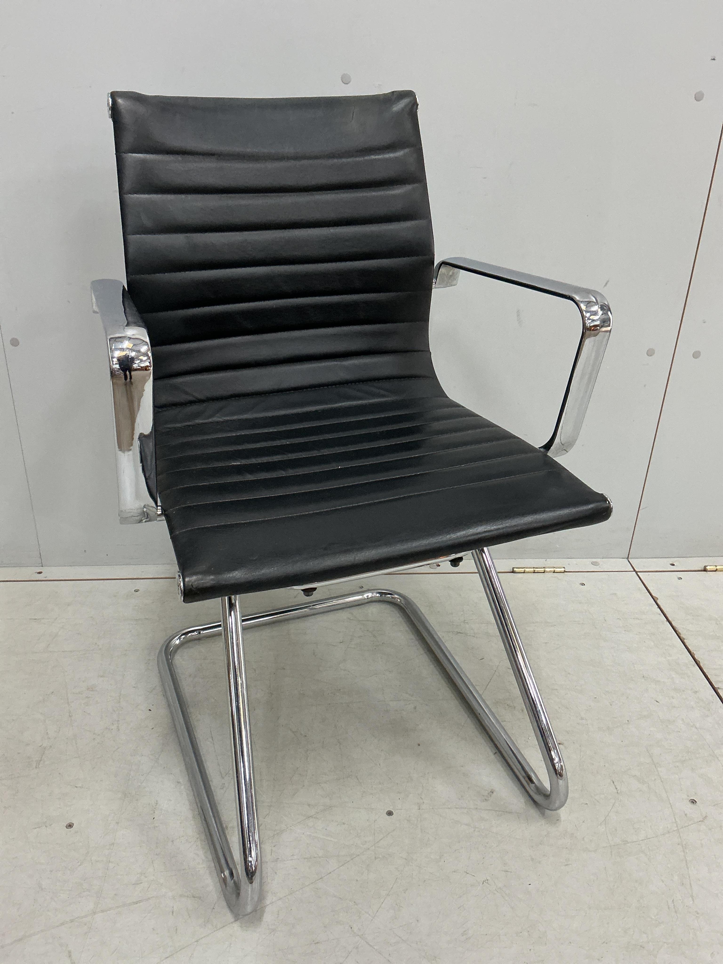 A set of seven Aria chrome chairs, width 57cm, depth 56cm, height 87cm